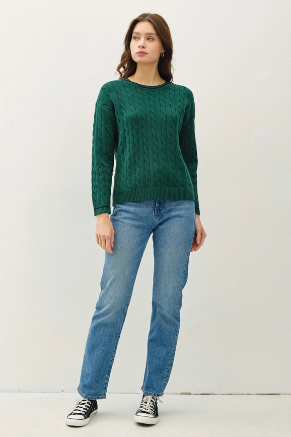 Chunky Cable Knit Pullover Sweater HUNTER-Sweater-Peace Love Line-S-HUNTER-Urbanheer