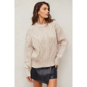 Chunky Cable Knit Sweater CREAM-Sweater-Dress Forum-S-CREAM-Urbanheer