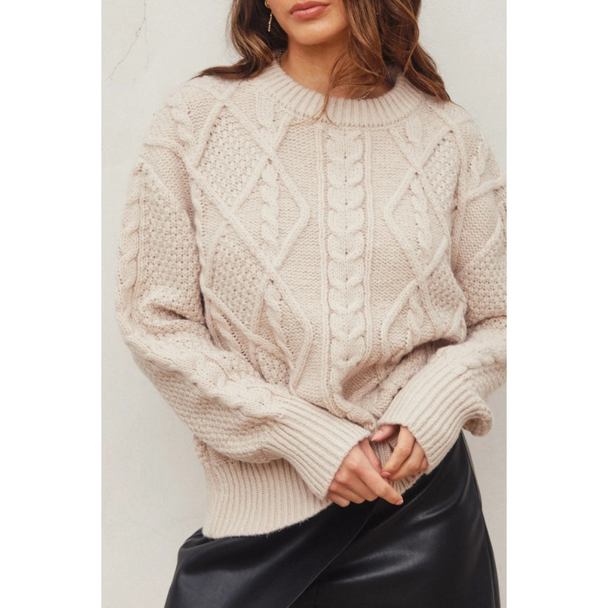 Chunky Cable Knit Sweater CREAM-Sweater-Dress Forum-S-CREAM-Urbanheer