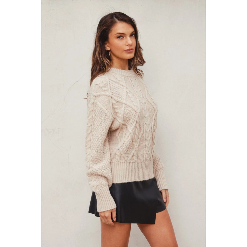 Chunky Cable Knit Sweater CREAM-Sweater-Dress Forum-S-CREAM-Urbanheer