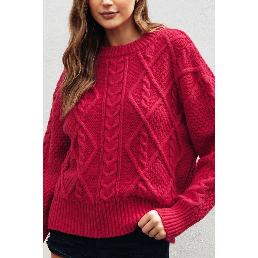 Chunky Cable Knit Sweater JAZZY ROSE-Sweater-Dress Forum-S-JAZZY ROSE-Urbanheer