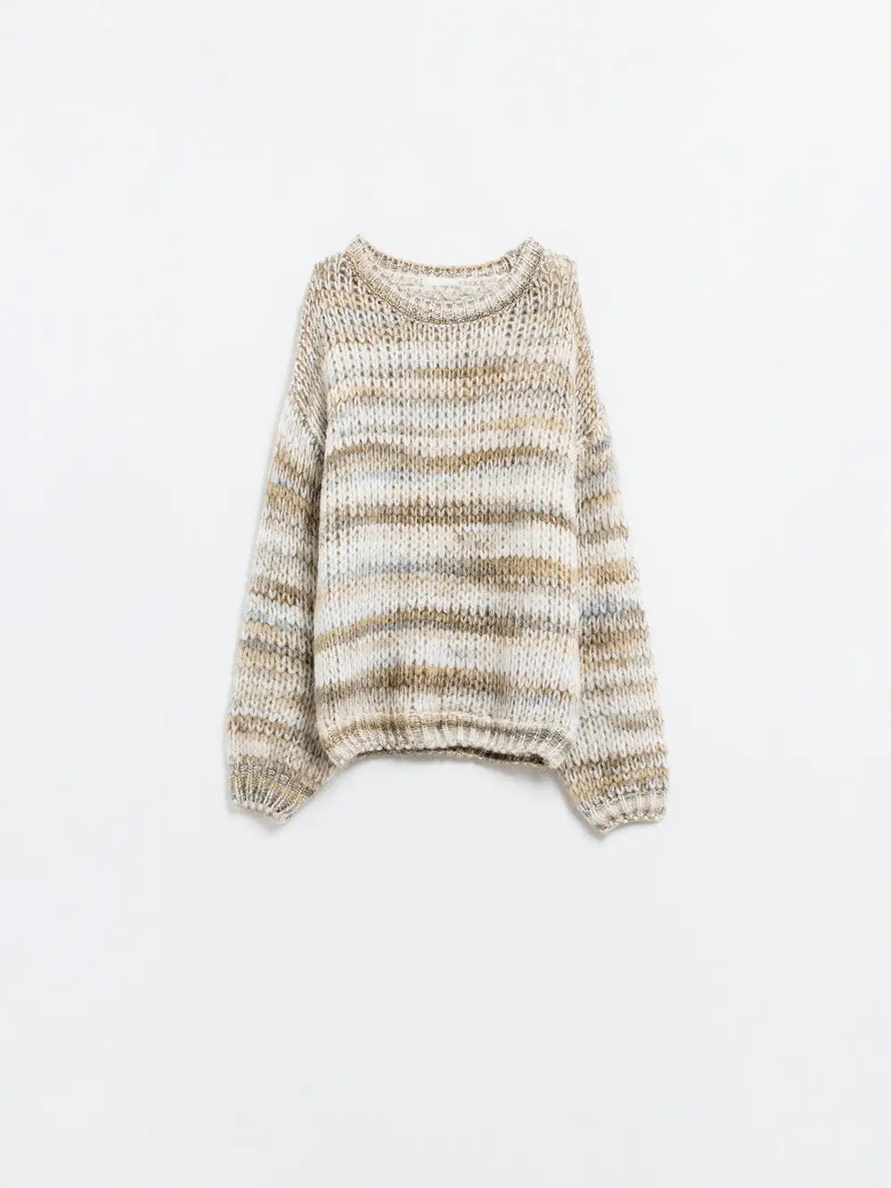 Chunky-Knit Sweater with Marled Design in Beige