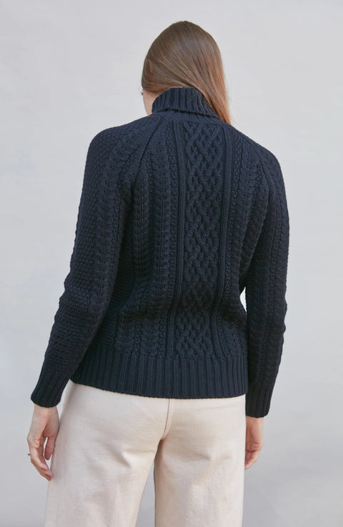 Chunky Merino Roll Neck Cable Jumper