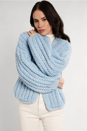 Chunky Oversized Knit Cardigan-Cardigan-SAACHI-Blue-Urbanheer