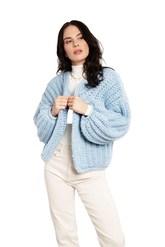 Chunky Oversized Knit Cardigan-Cardigan-SAACHI-Blue-Urbanheer