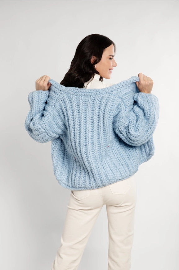 Chunky Oversized Knit Cardigan-Cardigan-SAACHI-Blue-Urbanheer