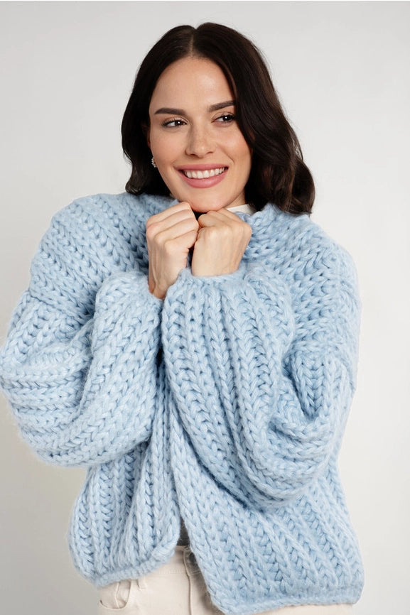 Chunky Oversized Knit Cardigan-Cardigan-SAACHI-Blue-Urbanheer