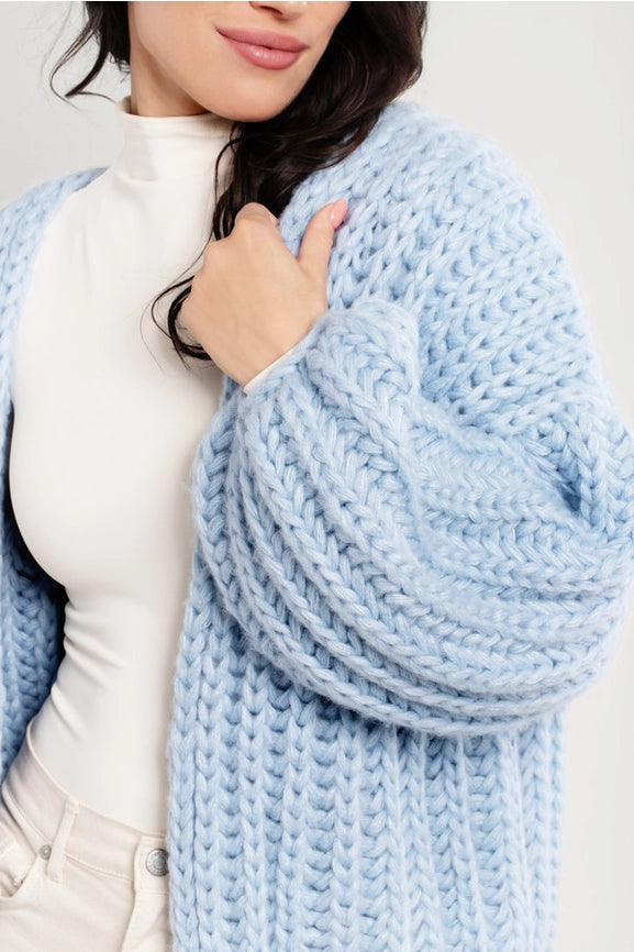 Chunky Oversized Knit Cardigan-Cardigan-SAACHI-Blue-Urbanheer
