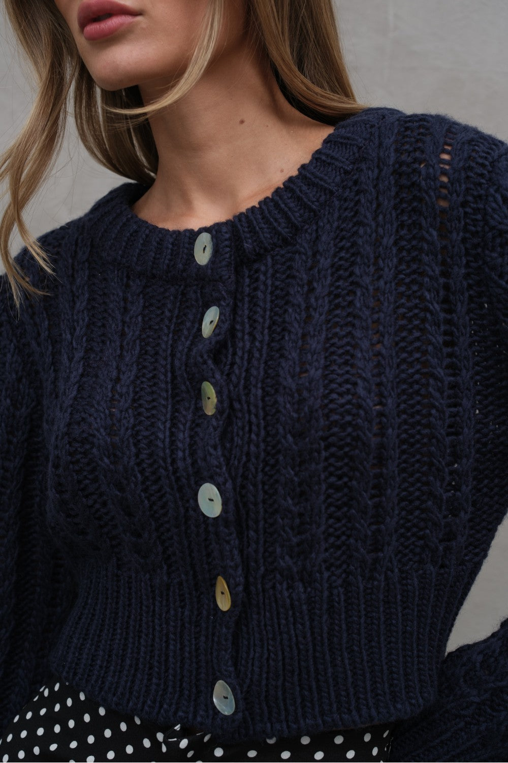 Chunky Wool Cardigan in Black