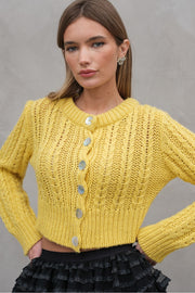 Chunky Wool Cardigan in Yellow