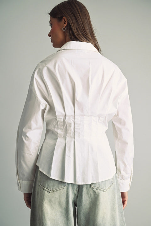 Cinched Pintuck Structured Blouse