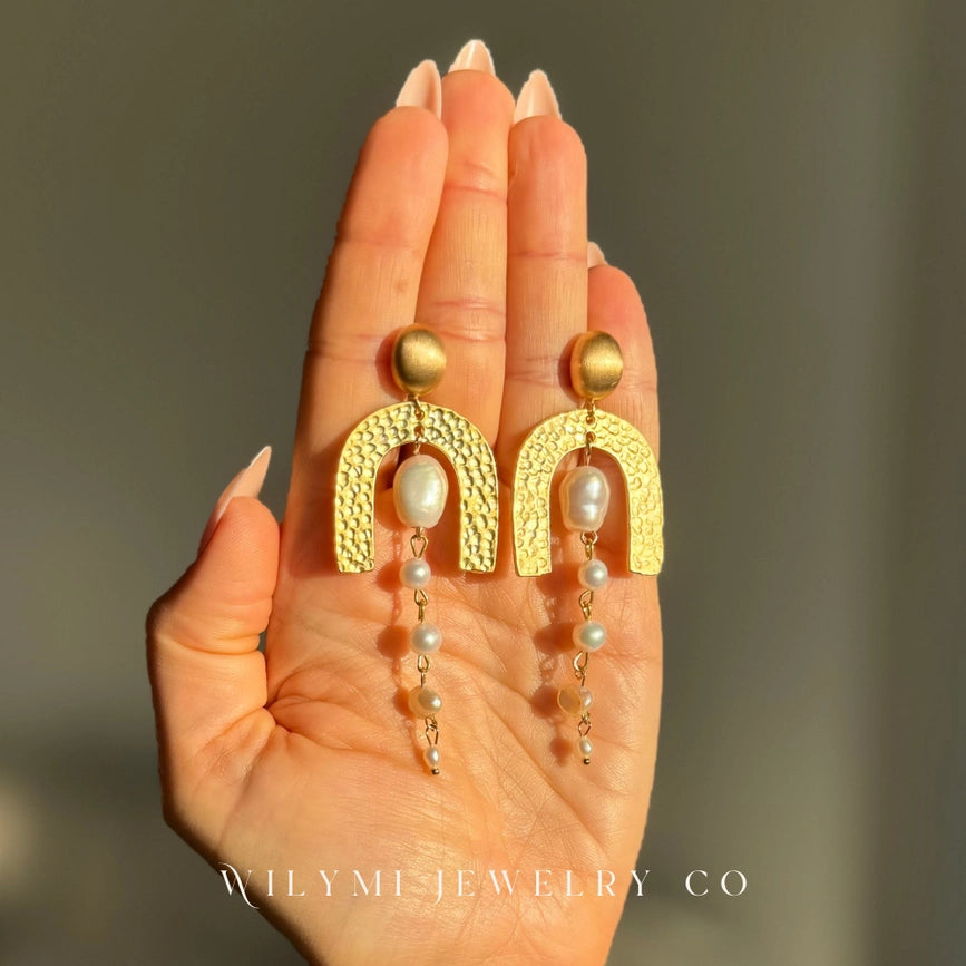 Clarity Cleopatra Pearl Earrings | Freshwater & Keshi Pearls-Earrings-WILYMI Jewelry Co-3 in (7.6 cm)-Urbanheer