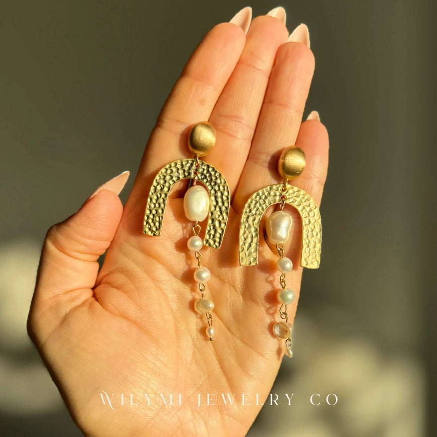 Clarity Cleopatra Pearl Earrings | Freshwater & Keshi Pearls-Earrings-WILYMI Jewelry Co-3 in (7.6 cm)-Urbanheer