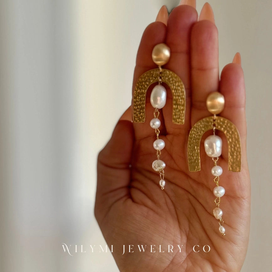 Clarity Cleopatra Pearl Earrings | Freshwater & Keshi Pearls-Earrings-WILYMI Jewelry Co-3 in (7.6 cm)-Urbanheer