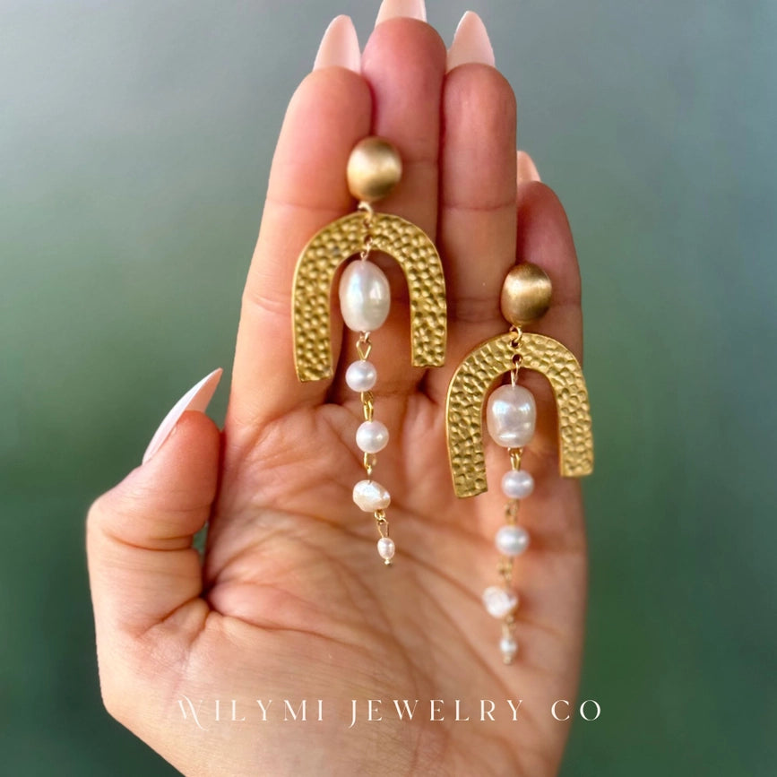 Clarity Cleopatra Pearl Earrings | Freshwater & Keshi Pearls-Earrings-WILYMI Jewelry Co-3 in (7.6 cm)-Urbanheer