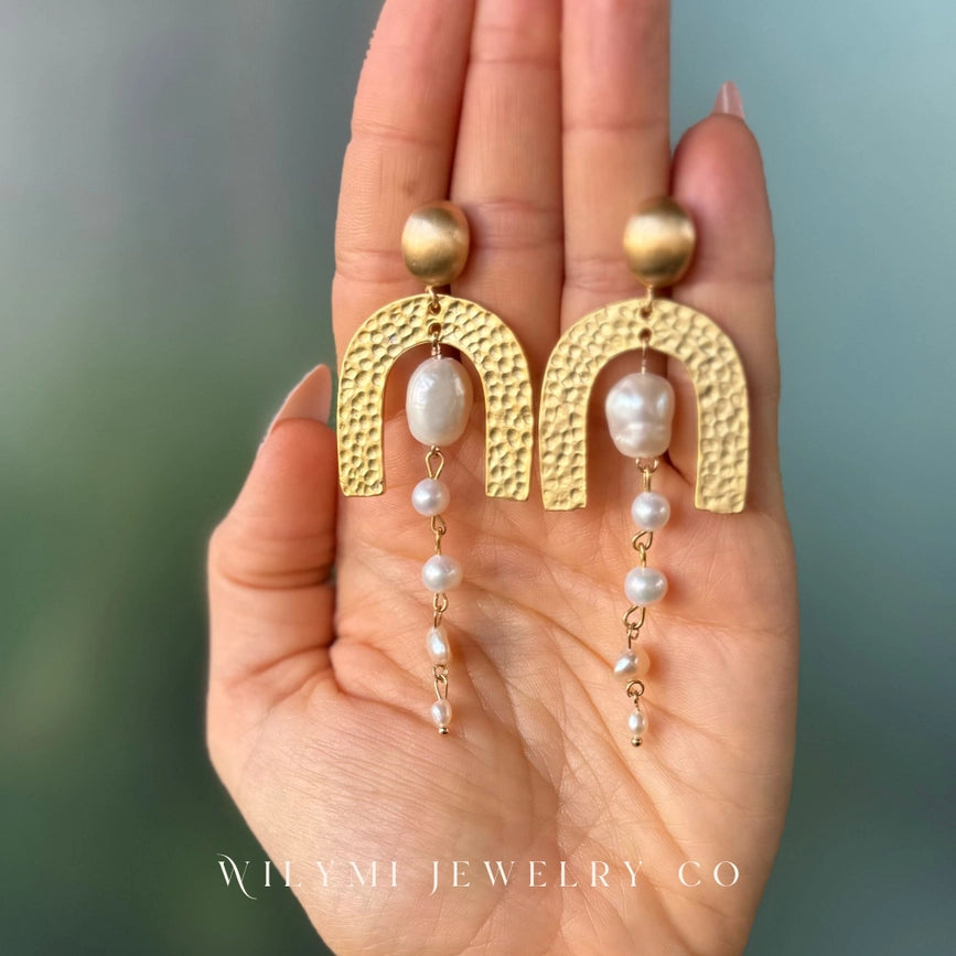 Clarity Cleopatra Pearl Earrings | Freshwater & Keshi Pearls-Earrings-WILYMI Jewelry Co-3 in (7.6 cm)-Urbanheer