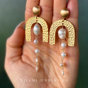 Clarity Cleopatra Pearl Earrings | Freshwater & Keshi Pearls-Earrings-WILYMI Jewelry Co-3 in (7.6 cm)-Urbanheer