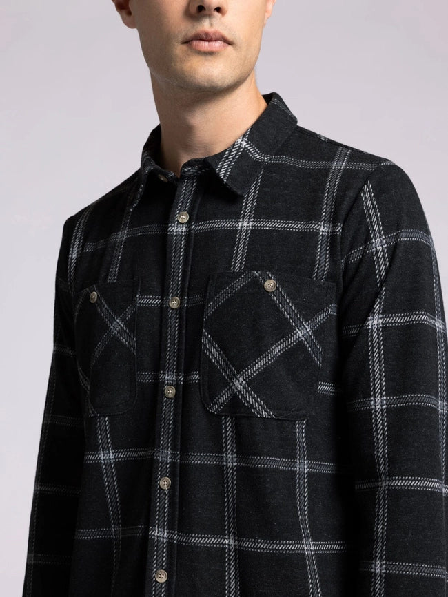 Clark Shirt - Long Sleeve Button Up BLACK CREAM PLAID-Shirts-Thread & Supply (Mens)-M-Urbanheer