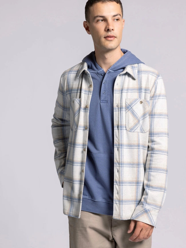 Clark Shirt - Long Sleeve Button Up CREAM BLUE PLAID-Shirts-Thread & Supply (Mens)-M-Urbanheer