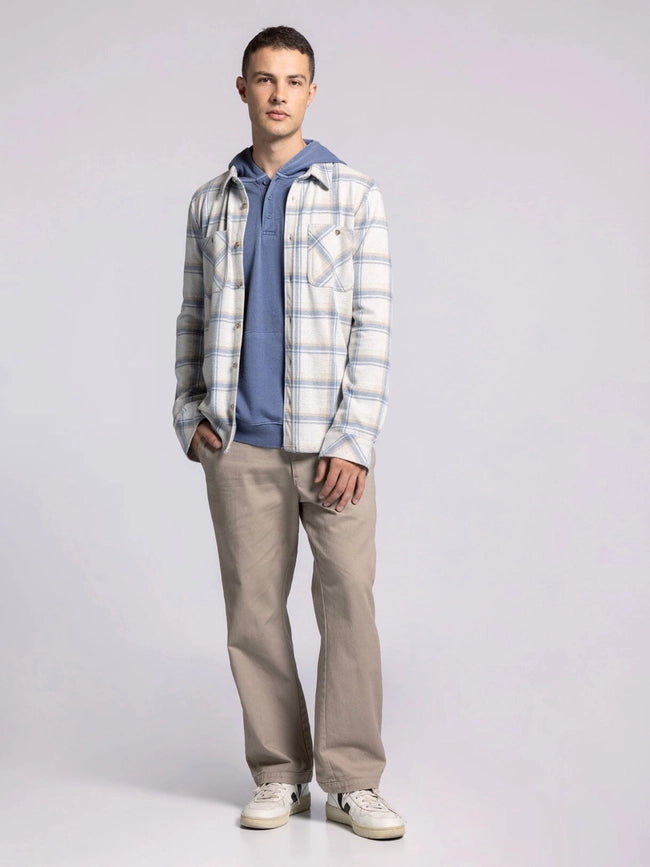 Clark Shirt - Long Sleeve Button Up CREAM BLUE PLAID-Shirts-Thread & Supply (Mens)-M-Urbanheer