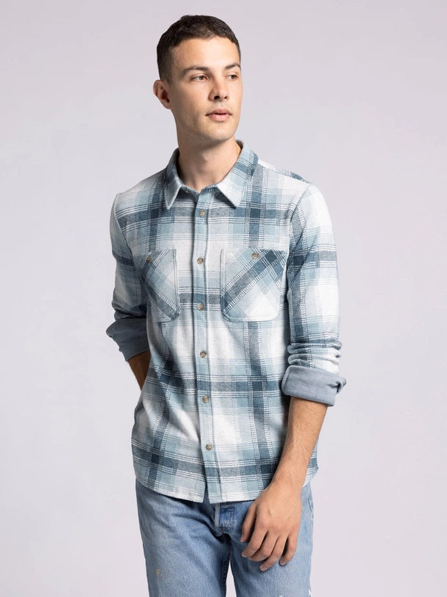 Clark Shirt - Long Sleeve Button Up CREAM TEAL PLAID-Shirts-Thread & Supply (Mens)-M-Urbanheer