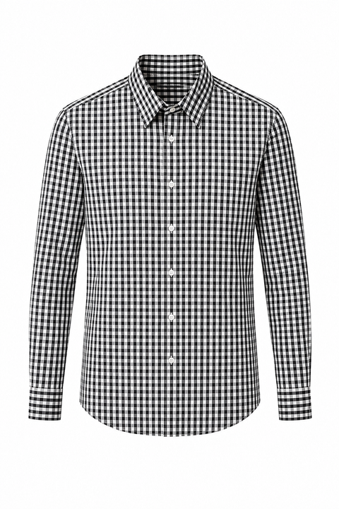 Classic Black & White Gingham Cotton Shirt