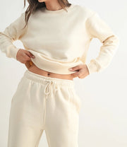 Classic Fit Fleece Sweatshirt PEARLED IVORY-Sweatshirt-Mono B-S-PEARLED IVORY-Urbanheer
