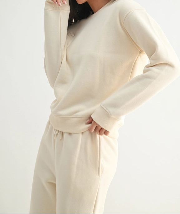 Classic Fit Fleece Sweatshirt PEARLED IVORY-Sweatshirt-Mono B-S-PEARLED IVORY-Urbanheer