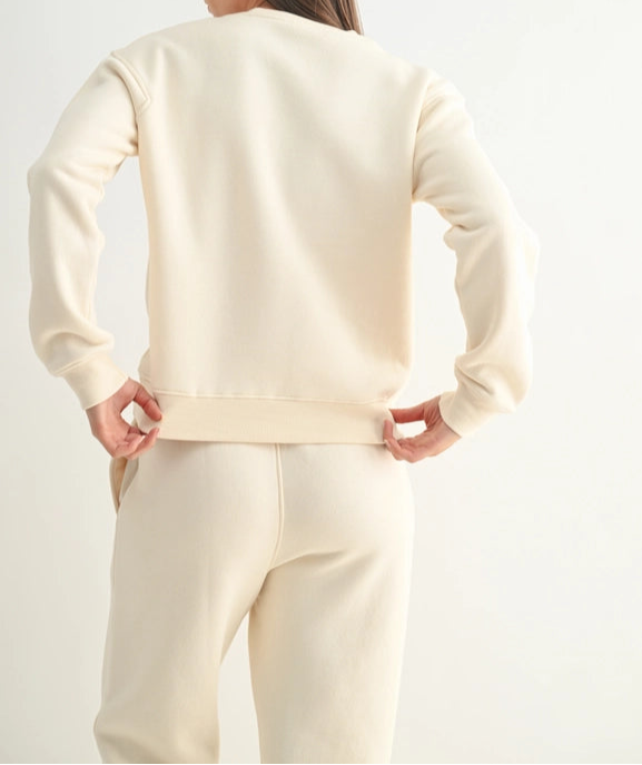 Classic Fit Fleece Sweatshirt PEARLED IVORY-Sweatshirt-Mono B-S-PEARLED IVORY-Urbanheer
