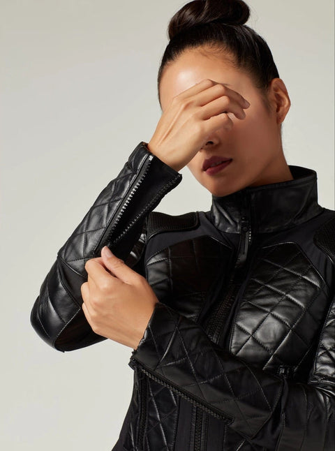 Classic Leather Mesh Moto Jacket - Black-Jacket-Blanc Noir-XS-BLACK-Urbanheer
