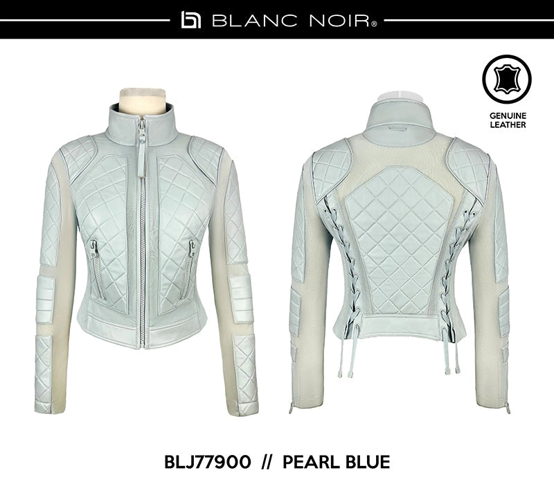 Classic Leather Mesh Moto Jacket - Spring Fashion-Jacket-Blanc Noir-XS-Orchard Tint-Urbanheer