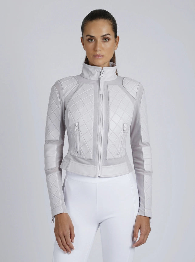 Classic Leather Mesh Moto Jacket - Spring Fashion-Jacket-Blanc Noir-XS-Orchard Tint-Urbanheer