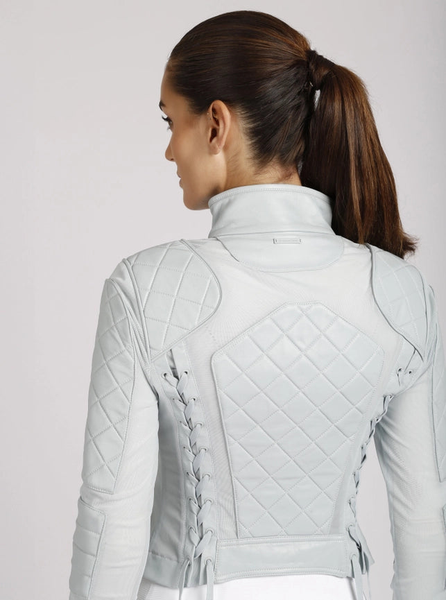 Classic Leather Mesh Moto Jacket - Spring Fashion-Jacket-Blanc Noir-XS-Orchard Tint-Urbanheer