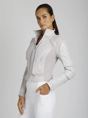 Classic Leather Mesh Moto Jacket - Spring Fashion-Jacket-Blanc Noir-XS-Orchard Tint-Urbanheer