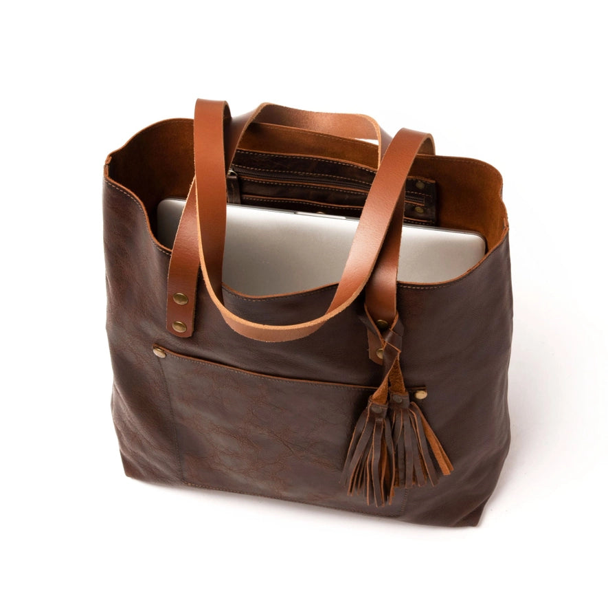 Classic Leather Tote Coffee Brown-Tote Bag-Belle & Bloom-S-Urbanheer