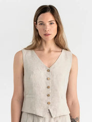 Classic Linen Vest Obidos in Natural Melange-Vest-MagicLinen-XS-Natural Melange-Urbanheer