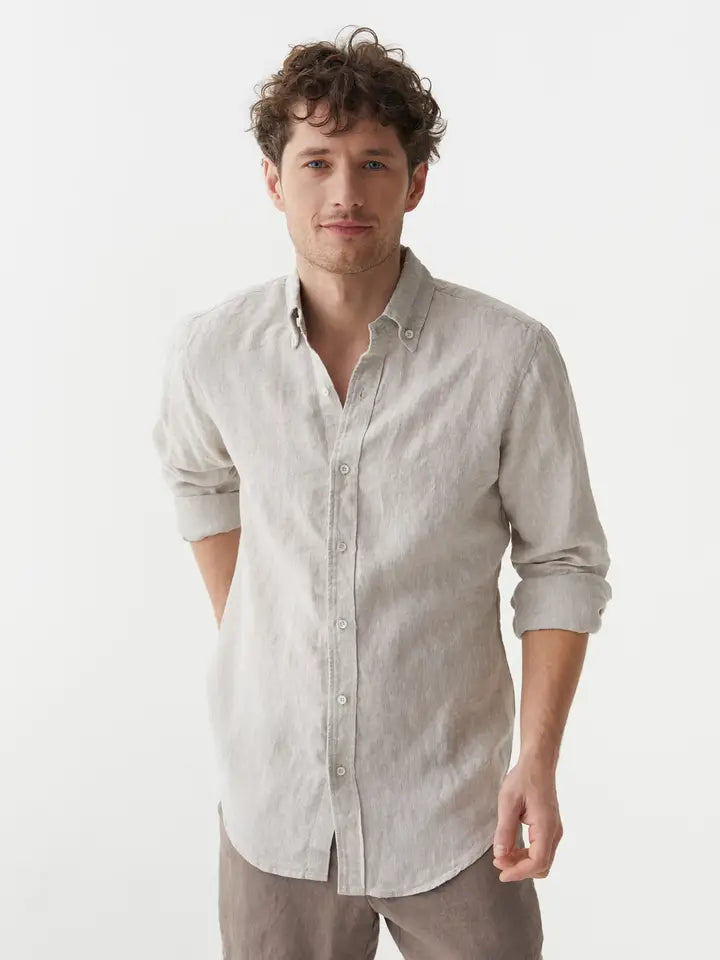 Classic Men's Linen Shirt Sintra in Natural Melange-Shirt-MagicLinen-S-Natural Melange-Urbanheer