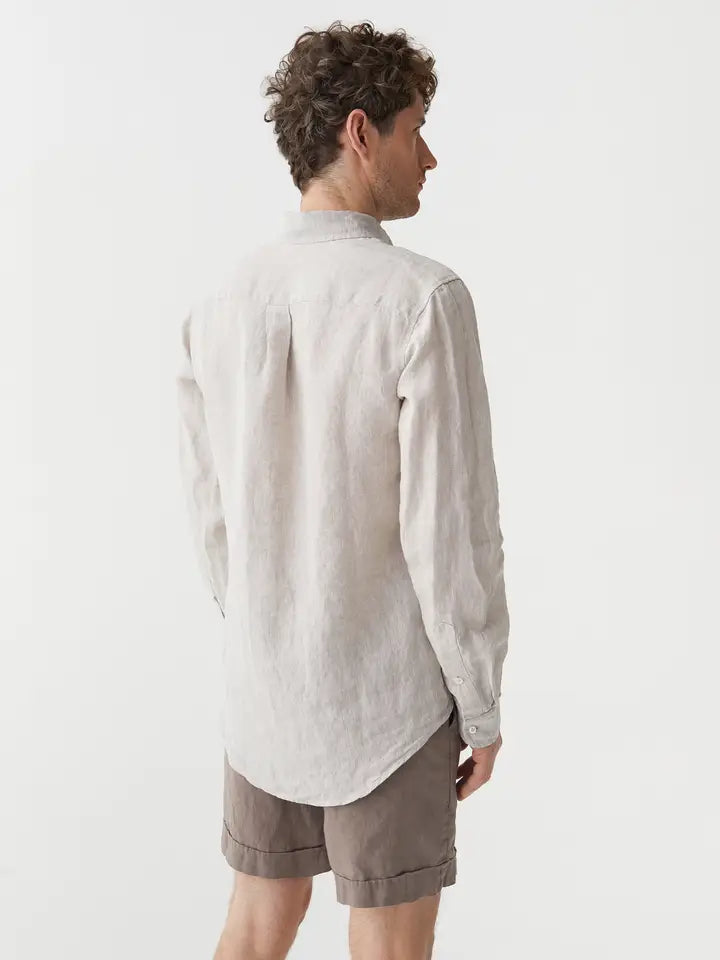 Classic Men's Linen Shirt Sintra in Natural Melange-Shirt-MagicLinen-S-Natural Melange-Urbanheer