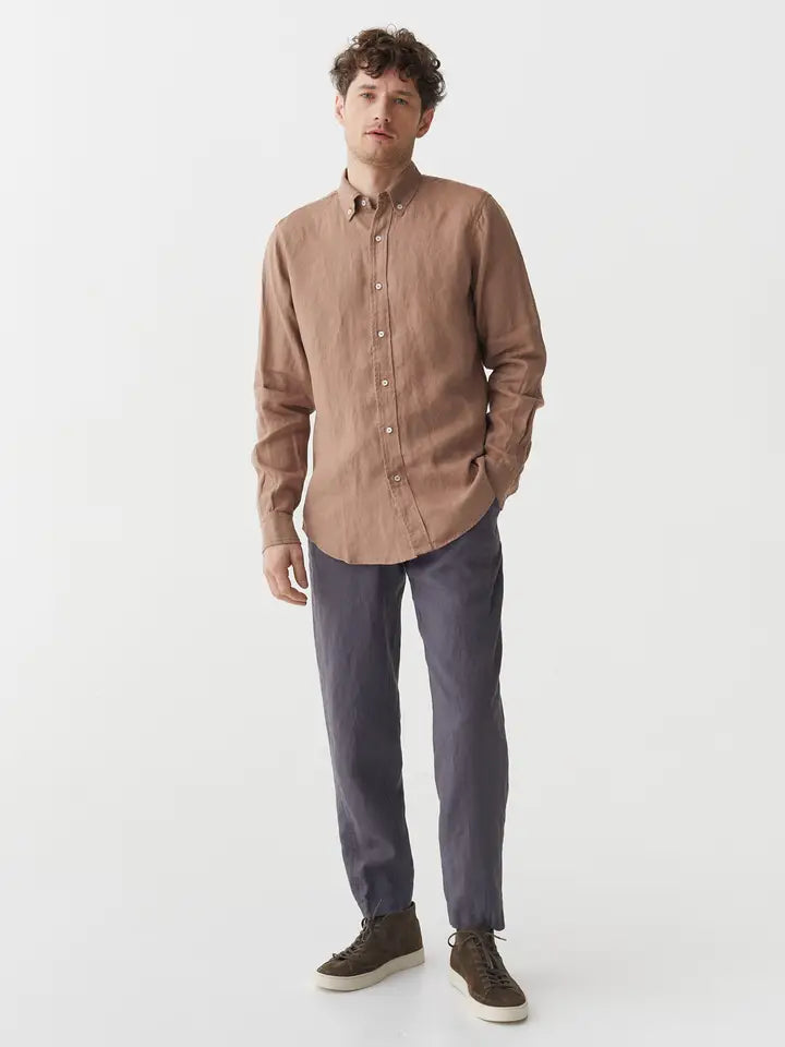 Classic Men's Linen Shirt Sintra in Pastel Brown-Shirt-MagicLinen-M-Pastel Brown-Urbanheer