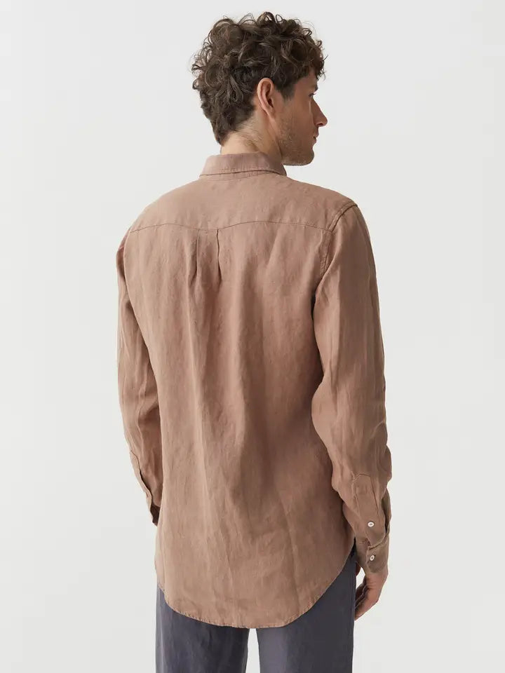 Classic Men's Linen Shirt Sintra in Pastel Brown-Shirt-MagicLinen-M-Pastel Brown-Urbanheer