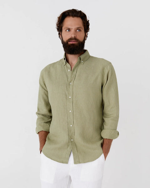 Classic Men's Linen Shirt Sintra in Sage-Shirt-MagicLinen-S-Urbanheer