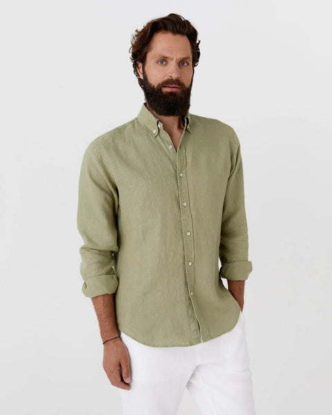 Classic Men's Linen Shirt Sintra in Sage-Shirt-MagicLinen-S-Urbanheer