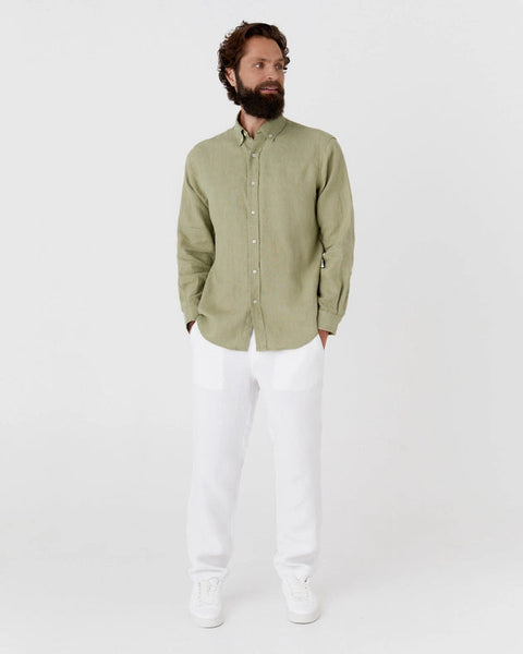 Classic Men's Linen Shirt Sintra in Sage-Shirt-MagicLinen-S-Urbanheer