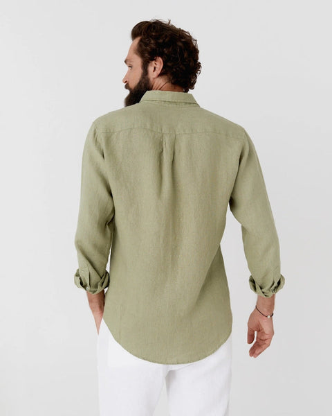 Classic Men's Linen Shirt Sintra in Sage-Shirt-MagicLinen-S-Urbanheer