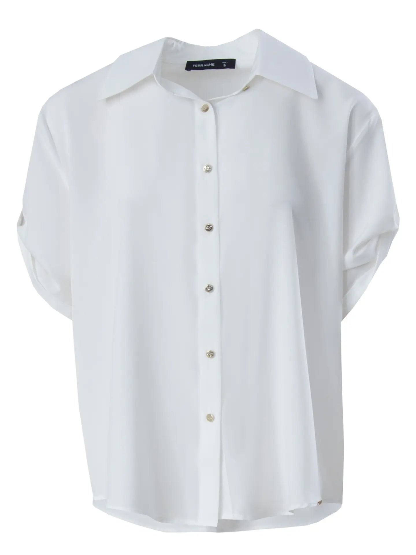 Classic Short-Sleeve Blouse with Tab Detail