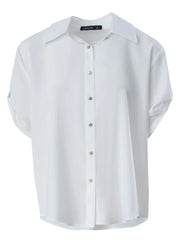 Classic Short-Sleeve Blouse with Tab Detail