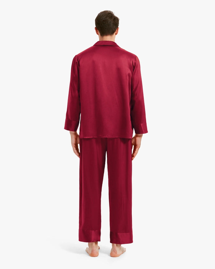 Classic Silk Pajamas - For Men Claret-Pajamas-MommeSilk-XS-Claret-Urbanheer