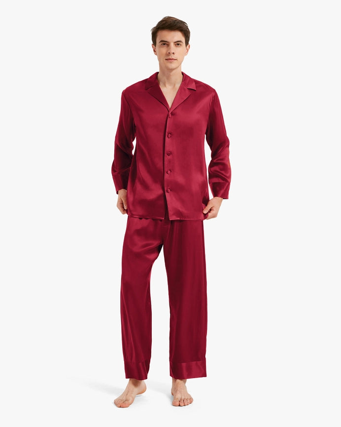 Classic Silk Pajamas - For Men Claret-Pajamas-MommeSilk-XS-Claret-Urbanheer