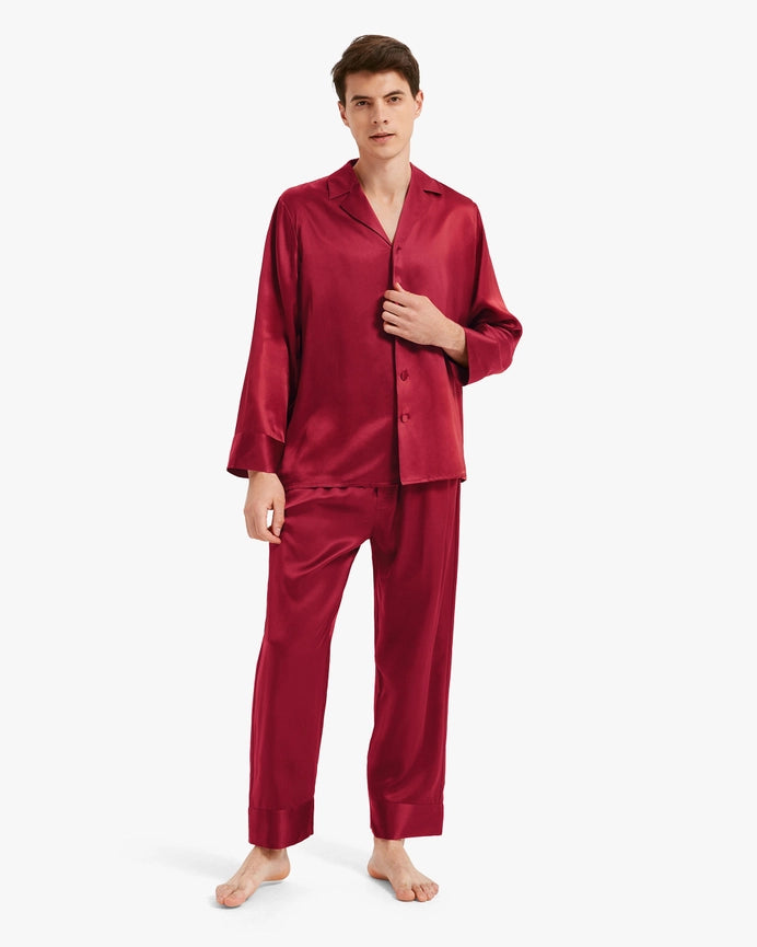 Classic Silk Pajamas - For Men Claret-Pajamas-MommeSilk-XS-Claret-Urbanheer