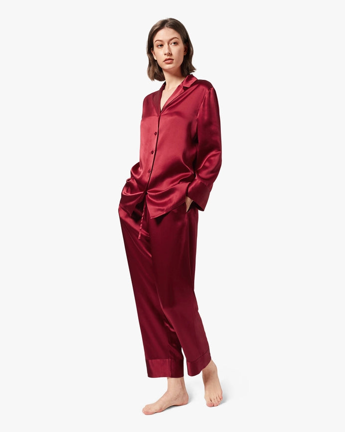 Classic Silk Pajamas - For Women Claret-Pajamas-MommeSilk-XS-Claret-Urbanheer